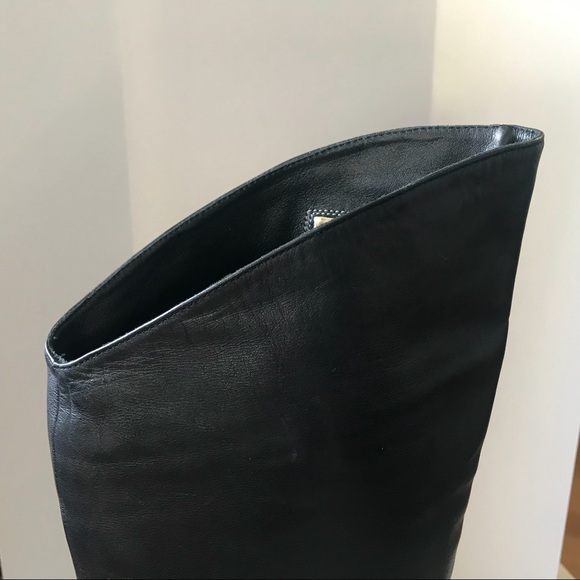 LUXURY REBEL BLACK LEATHER KNEE HIGH BOOTS  SZ 36 - Picture 4 of 7